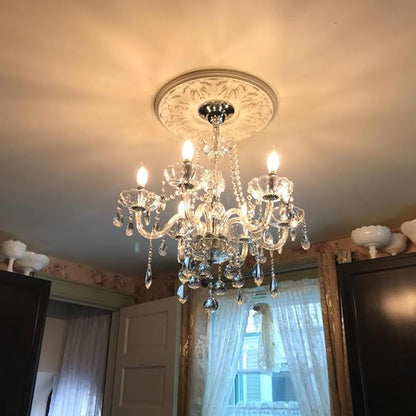 Crystal Chandeliers Classic Crystal Candle Chandelier Lighting, Vintage 6 Lights Pendant Ceiling Fixture Lamp for Dining Room Bedroom Island Hallway Wedding Decoration
