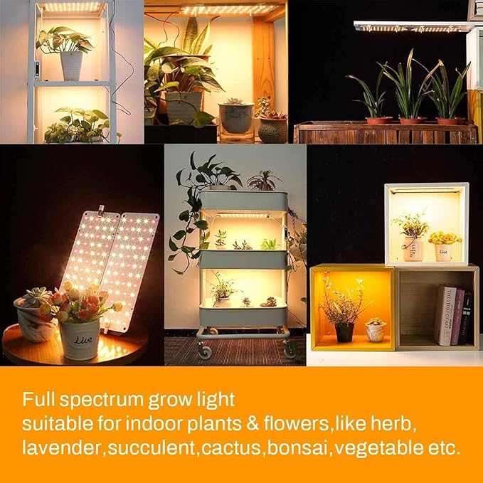 Grow Light,20W Ultra-Thin LED Grow Lights for Indoor Plants Full Spectrum, 6/10/12H Timer Plant Light, 132 LEDs Under Cabinet Plant Growing Lamp Strip for Seedlings, Veg, Flower 2-Pack