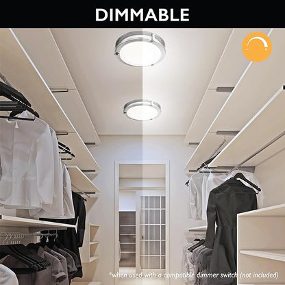 Design House 589598 Color Temperature Selectable Ripon Integrated LED Flush Mount Ceiling Light Dimmable & 2700K/3000K/3500K/4000K/5000K, 11-Inch, Satin Nickel, 4 Pack