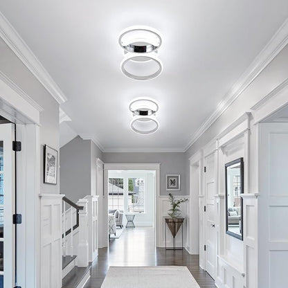 ElDISUNY Modern LED Ceiling Lights, 30W Round Ceiling Lights Fixture for Kitchen, Close to Ceiling Lights for Hallway Bedroom Dining Room,Cool White Light 6000K(Chrome)