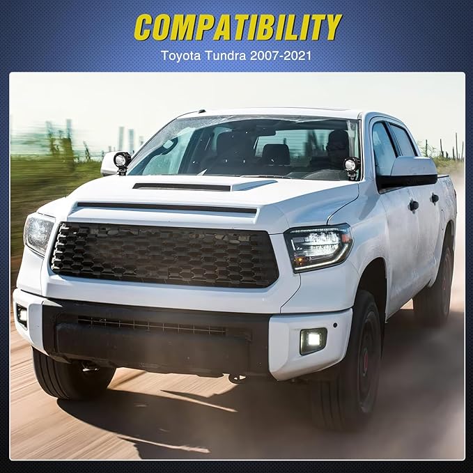 Nilight Ditch Light Brackets Hood Hinges Mount Bracket Kit for Auxiliary Offroad LED Pods Work Lighting Compatible with Toyota Tundra 2014 2015 2016 2017 2018 2019 2020 2021