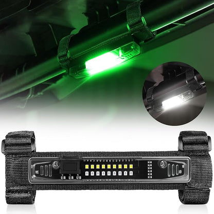 UTV Interior Light Universal Roll Bar Mount UTV Dome Light Utility Roll Cage Courtesy Lights for Polaris RZR ATV Can-Am Kawasaki Trucks Car Off Road Golf Cart - White/Green