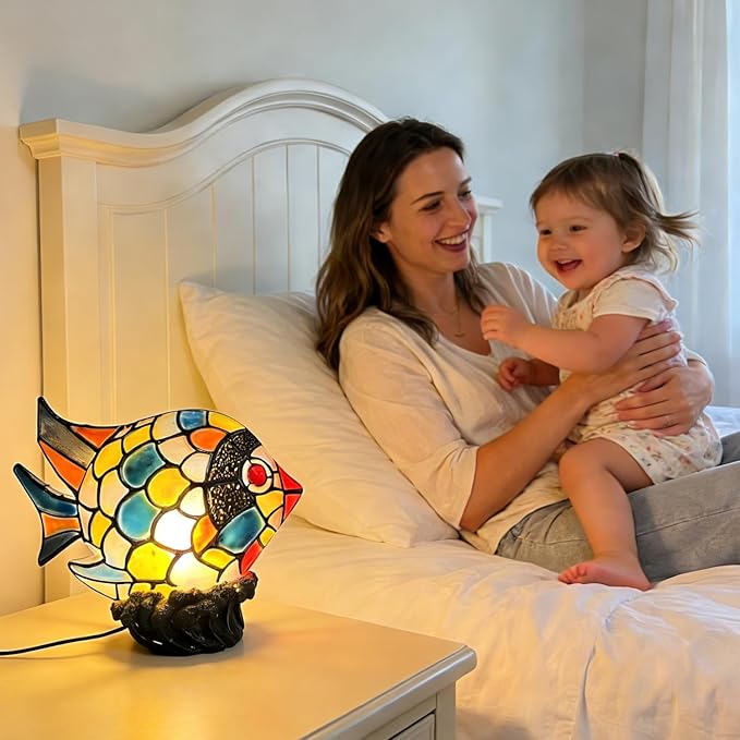 Fish Lamp Home Decor, Ocean Decorations Resin Colorful Fish Table Lamps for Bedroom Living Room Nursery Office, Whimsical Animal Desk Lamp, Birthday Gifts for Girl Mother Grandmother Woman.