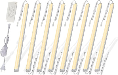 Cefrank Under Cabinet LED Light Bars, V-Shape, 8pcs 12", 16 Watt 1600 Lumens, Warm White 3000K