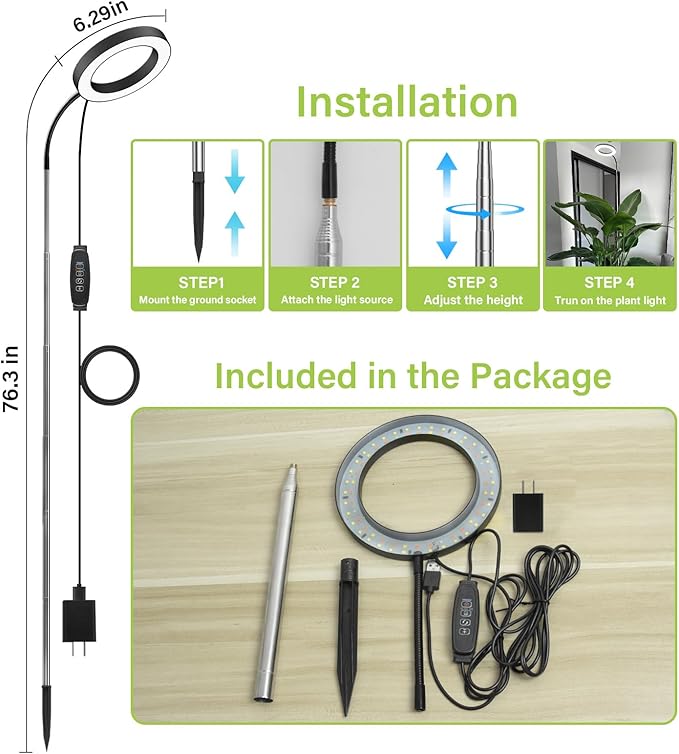 Grow Lights for Indoor Plants, Full Spectrum Plant Lights for Indoor Growing with 3/9/12H Auto Timer, 3 Spectrum Modes, 10-Level Dimmable, 68" Height Adjustable for Growing Large Tall Plants