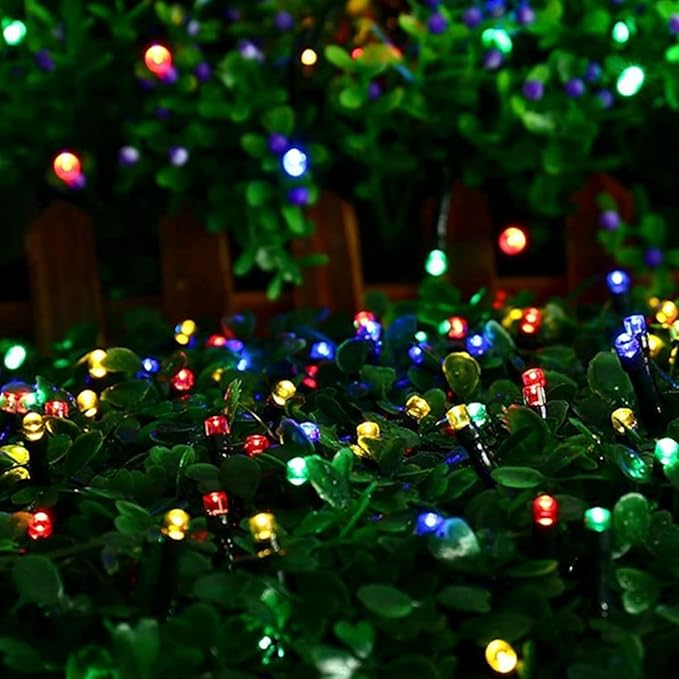 2 Pack Solar String Lights Outdoor, Total 100 LED Each 20Ft with 8 Lighting Modes for Yard, Fence,Balcony, Party,Christmas Tree Decorations (Mulit-Color Light)
