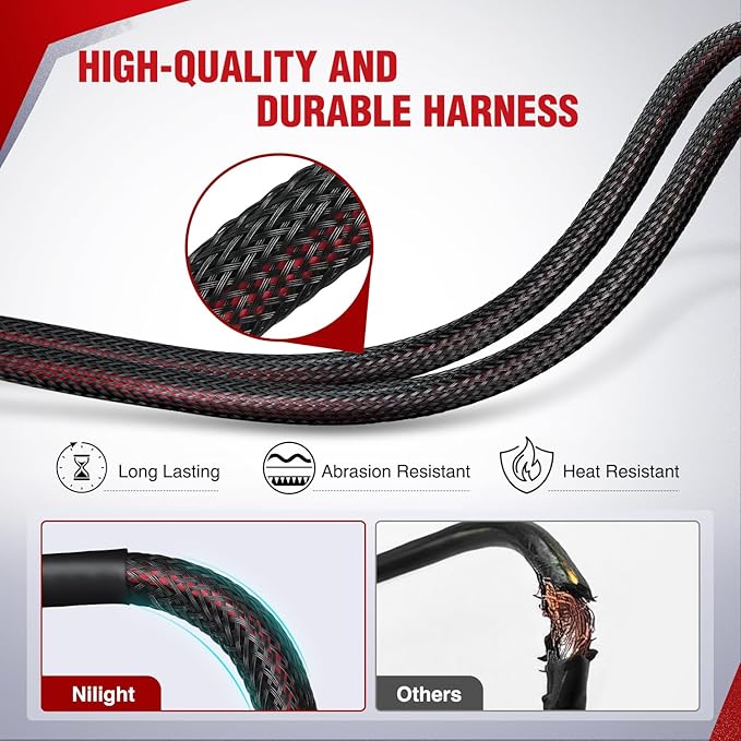 Nilight Wiring Harness Kit Nylon 14 AWG 1 Lead 12V 5Pin Rocker Switch Laser On Off Power Relay Blade Fuse for LED Light Bar Off Road Lights on Cars Jeep Boat Trucks