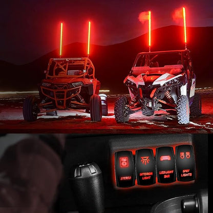 Nilight Stereo Rocker Switch Led Light Bar 5Pin Laser On Off SPST switches Red 20A/12V 10A/24V with Jumper Wires Set for Cars Trucks RVs