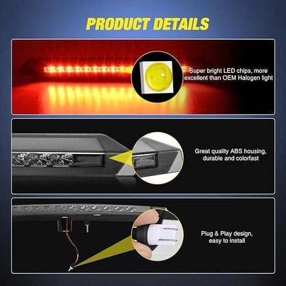 Nilight Third Brake Light Tail High Mount 3rd Stop Lights Smoked Lens Compatible with Ford Mustang 1999 2000 2001 2002 2003 2004 Car Rear Center Cab Lamp