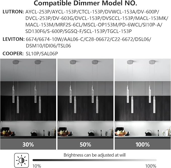 Modern Light Fixture Kitchen Island Pendant Light Dimmable LED Chrome Pendant Lights Mini Crystal Pendant Lighting for Bedroom Dining Room Living Room（2-Light ）