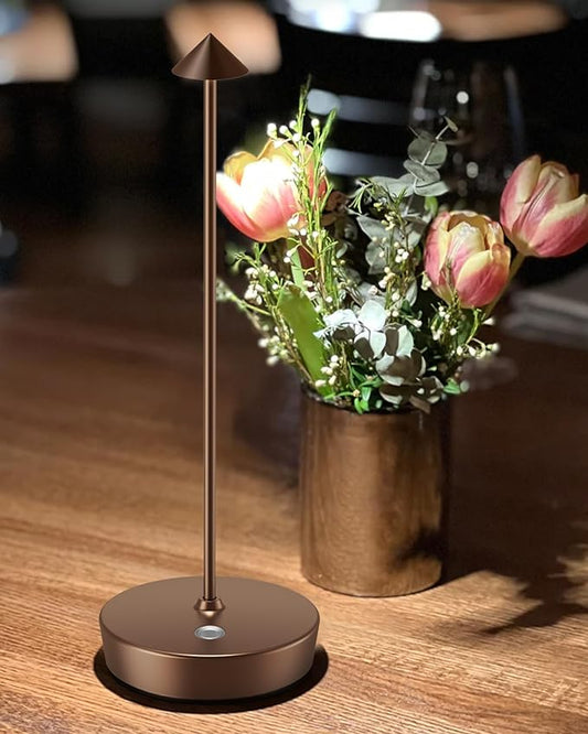 Cordless Table Lamps Rechargeable, 6000mAh Battery Operated LED Desk Lamp Outdoor Waterproof Portable Touch Dimmable Table Night Light for Patio Restaurant Dining Home Set of 2 Moka