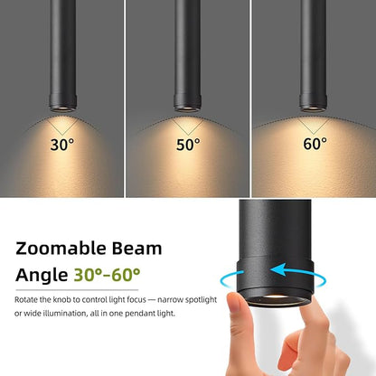 OKELI Black LED Mini Pendant Light, Dimmable Hanging Pendant with Adjustable Beam Angle, 3CCT 2700K–6000K Modern Pendant Light for Kitchen Island, Bar Counter or Bedroom, 7W 14.96", 1 Pack