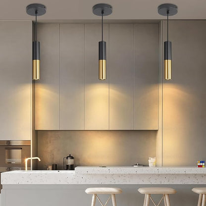 3 Pack Modern Black and Gold LED Pendant Lights, Minimalist Linear Hanging Light, 3 Color 2700K/4500K/6500K, Ceiling Mount Pendant Lamp for Kitchen Island, Dining Room, Bedroom, Bar, Cafe
