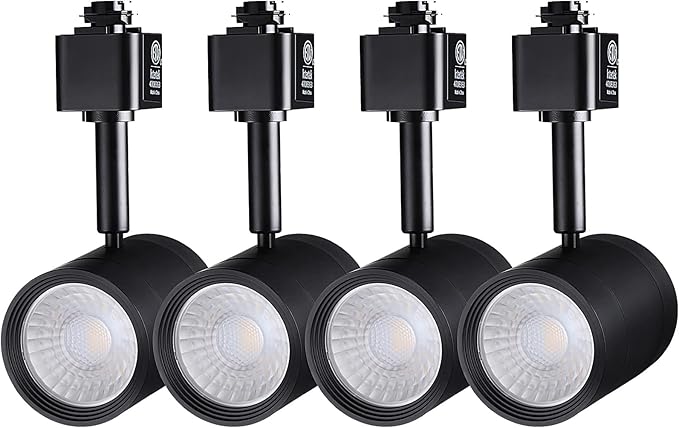 LEONLITE Studio Series 8.5W LED H Track Lighting Heads, ETL Listed, Dimmable Retail Track Light Heads for Store Shop Cafe, 550LM, CRI90, H Track Lighting, 4000K Cool White, Matte Black, Pack of 4