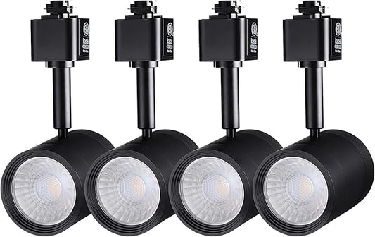 LEONLITE Studio Series 8.5W LED H Track Lighting Heads, ETL Listed, Dimmable Retail Track Light Heads for Store Shop Cafe, 550LM, CRI90, H Track Lighting, 4000K Cool White, Matte Black, Pack of 4