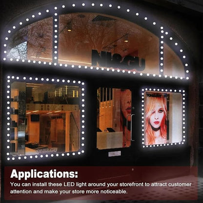 Super Bright LED Module, Storefront Window LED Module Light Box Advertising Sign Inflatable Light for Halloween Christmas - 100PCS, 49.8Ft, 160LM Waterproof DC12V (White-4830, No Power Supply)