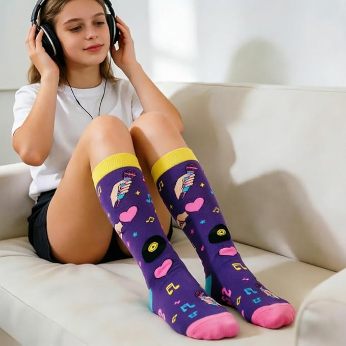 Sophauteem K-Pop Socks for Girls, Cute Crew Socks, Korean Pop Fan Gift, Kpop Lover Socks for Teens Women, Music Lover Gift