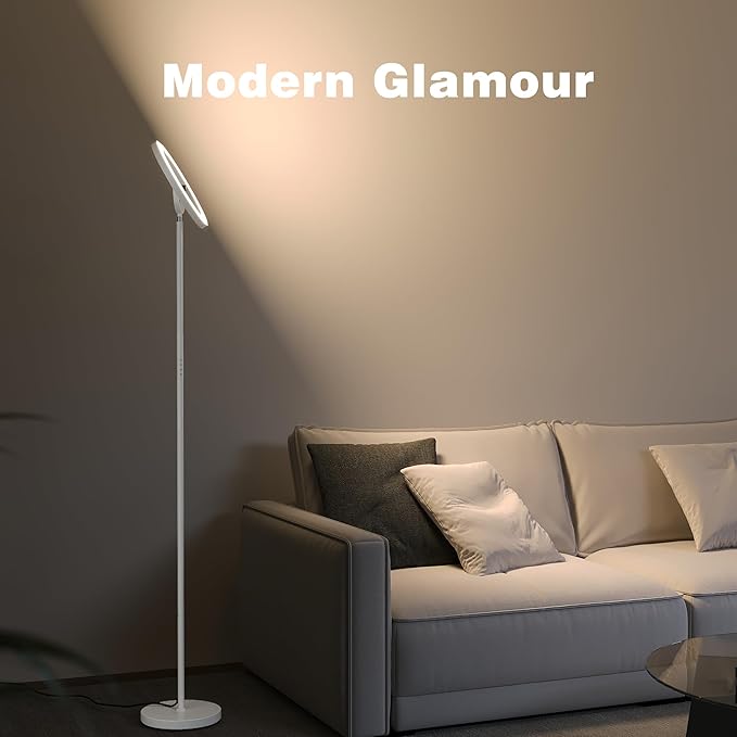 【Upgraded】Modern LED Floor Lamp - 30W Super Bright Standing Lamp, 350° Rotating Reading Floor Lamp with Remote Control, 3000K-6500K Stepless Dimmable, Tall Floor Lamp for Living Room, Bedroom, Office