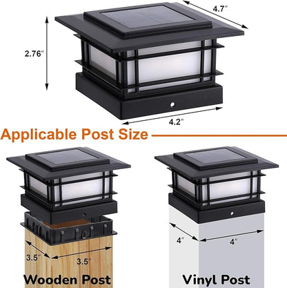 Dynaming 4x4 Solar Post Cap Lights Outdoor with 2 Color Modes, Fence Post Solar Lights Black Shell Fit for 4x4 Vinyl/Wooden Posts, High Brightness LED Lighting Decor for Garden Deck Patio, 8 Pack
