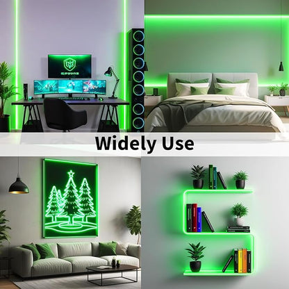 iNextStation 16.4FT/5M Green LED Strip Lights, DC12V Silicone Neon Light Strip, IP65 Waterproof Led Rope Lights Dimmer for Cuttable DIY, LED Light Strip for Bedroom, Indoor, Outdoor(with Plug)