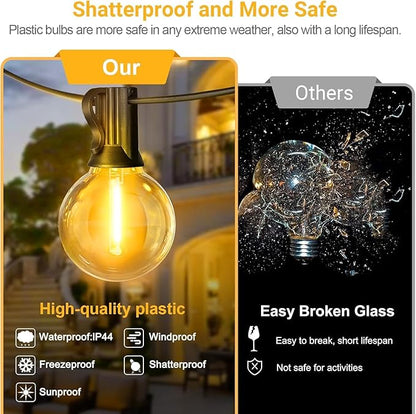 LAMPHOME 4 Pack LED Outdoor String Lights, 26FT Yellow Patio Lights with 12+1 Edison Shatterproof Bulbs,Waterproof Connectable Dimmable Outside Hanging Lights for Backyard Porch Garden Party Decor
