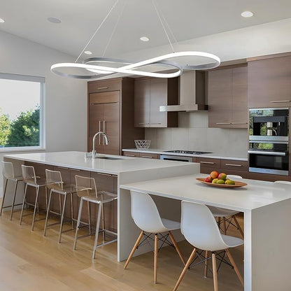 Large Led Chandeliers for Dining Room 59.06in Big Pendant Light for Kitchen Island Dimmable with Remote Ceiling Hanging Pendant Light Height Adjustable for Living Room