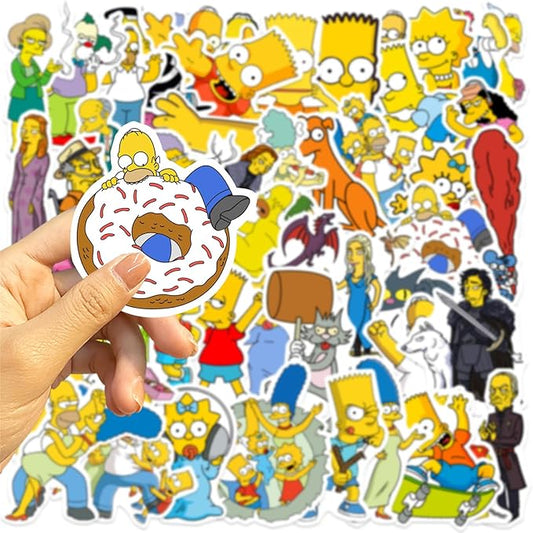 50pcs Cartoon Anime The Simpsons Stickers for Teens Adult, Waterproof Vinyl Cartoon Movie Decal for Water Bottle Skateboard Guitar Travel Case Bike Laptop,Car Bumper,Luggage,Phone (simps)