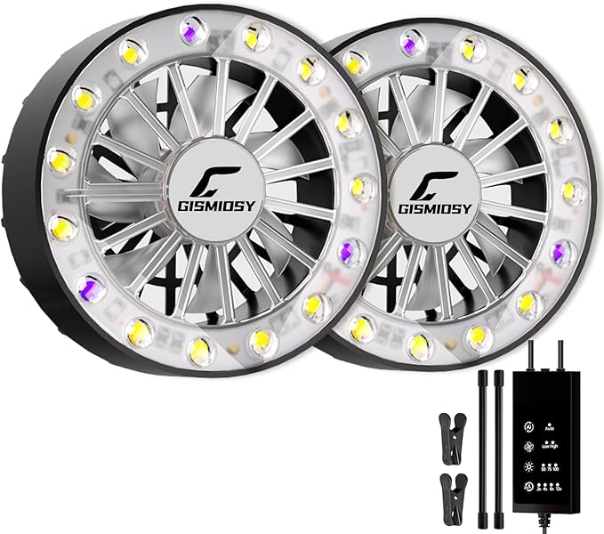 Full Spectrum LED Grow Light with Built-in Cooling Fan, Clip on Plant Lights for Indoor Plants, 2/4/8/12H Auto Timer, 3 Dimmable Levels, CRI 90+ Lamp for Plant Shelves & Succulents 2 Packs