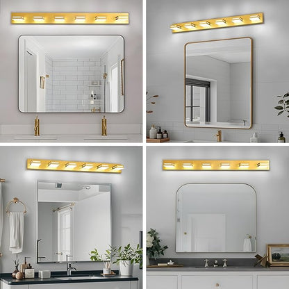 LED Modern Bathroom Light Fixtures, 6-Light 48-Inch Gold Vanity Lights for Bathroom Lighting Fixtures Over Mirror, 6000K Cool White 350° Rotatable Wall Lamp