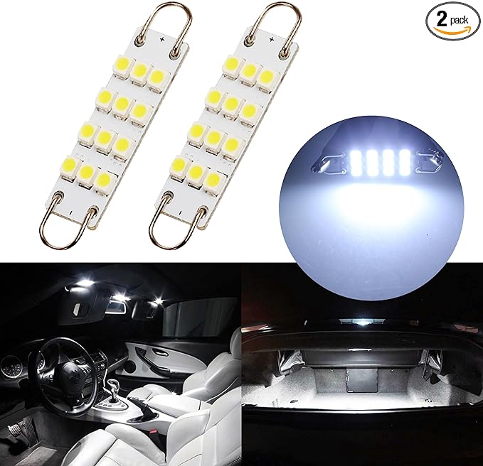 Festoon 561 562 567 564 44mm Led Light White Replacement for Car Interior Light Dome Map Light Door Courtesy Lights Trunk Light (Pack of 2)