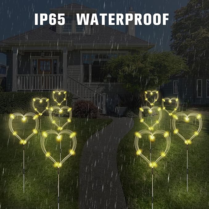 Maleyt 6 Pack Solar Garden Lights, Firework Lights, Decorative, 8 Lighting Modes with Remote 120 LED Twinkling Waterproof Landscape Outdoor Decor, for Pathway Backyard Walkway Patio (Warm White)