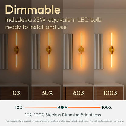 ALAMPEVER Modern Linear Wall Sconce with LED Bulb Included, Dimmable Minimalist Wall Light for Bathroom, Bedroom, Living Room & Hallway, 1 Pack