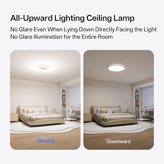 Homelist YX2 100W 7100LM Indirect Lighting Ceiling Light, Eye Protection Flush Mount Ceiling Light, 8in 6000K Diffused Ceiling Light Fixture for Bedroom, Living Room, Dinning Room, Children's Room