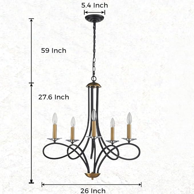 Saint Mossi 5-Lights Black and Gold Modern Chandelier Light Fixture, Modern Pendant Light Contemporary Chandelier for Living Room,Dining Room,H17 xD27, Crystal Candlesticks, Chain Adjustable
