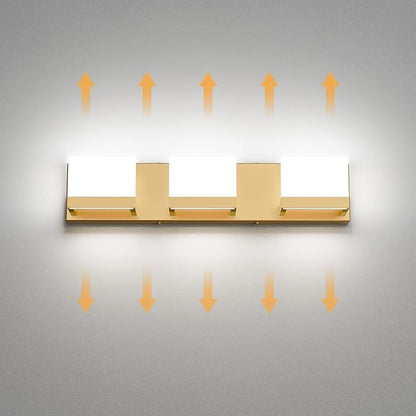 Tipace Gold Bathroom Vanity Light Fixtures Modern LED 3 Lights Vanity Light for Bathroom Up and Down Wall Light Fixtures 6000K
