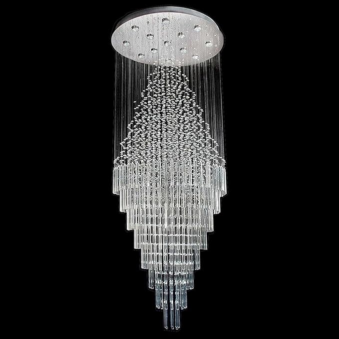 7PM Foyer Chandeliers Entryway High Ceiling, Flush Mount Large Raindrop Crystal Chandelier Lighting Staircase Chandelier High Ceiling Light Fixtures for Hallway Front Entrance H 59''