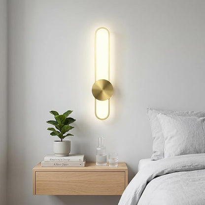 JAYMP Modern Wall Sconce 4000K Dimmable LED Wall Light Fixture, Hardwired Wall Lamp for Living Room, Dining Room, Bedroom, Hallway, Lobby, Entryway, 1 Pack (Brushed Gold, H56cm/22inch)
