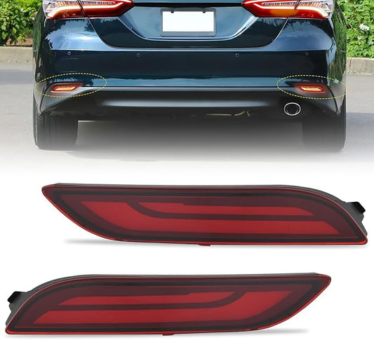 Nilight Rear Bumper Tail Light Compatible with 2018 2019 2020 2021 2022 2023 2024 2025 Toyota Camry Smoke Lens LED Reflector Rear Bumper Lamps Brake Turn Signal Sequential Flashing Driving Taillights