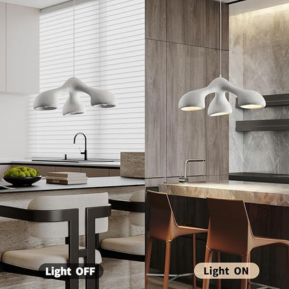 JAYMP 3-Lights Pendant Light Fixture for Dining Room Kitchen Island Restaurant Farmhouse E26 Base Modern Hanging Lamp 1 Pack (Matte White,E Shape, 72cm/28.3in)
