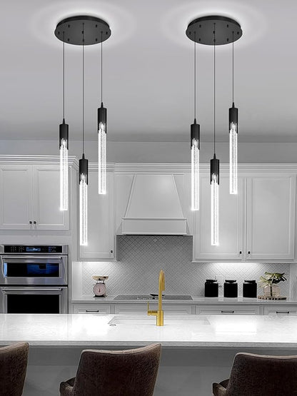 Flashing God 3 Light Mini Chandelier Black Modern Crystal LED Pendant Light for Kitchen Island Adjustable Hanging Light Fixture for Dinning Room Bedroom Dimmable 2700K 4500K 6000K