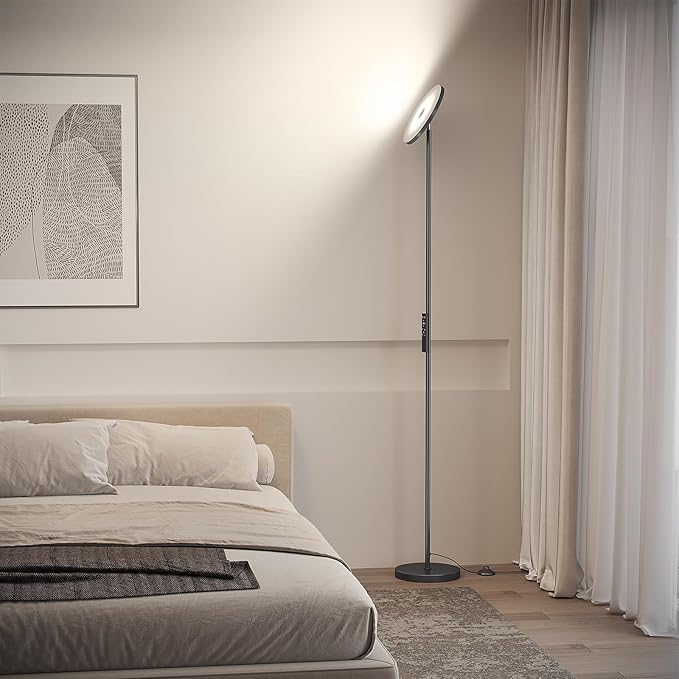 SUNMORY Floor Lamps for Living Room, 32W/3000LM Super Bright LED Floor Lamp with Remote Control, 69" Tall Standing Lamp with Stepless Dimmable, Modern Torchiere Corner Lamp for Bedroom, Office