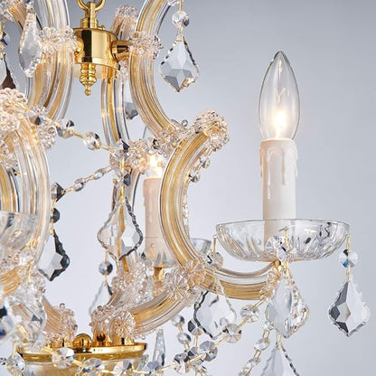 Saint Mossi 4 Light Crystal Maria Theresa Gold Chandelier Light Fixture,Modern Chandelier Crystal Chandelier for Bedroom,Dining Room,Living Room,H17 x W18,Adjustable Chain