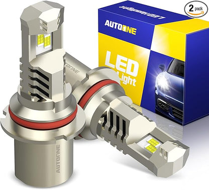 AUTOONE 9007 LED Bulbs, 9XBright HB5 Light with Cooling Fan, Compact Design 99% Compatibility, IP68, Quick Installation, Pack of 2