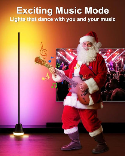 Keepsmile Smart RGB LED Corner Floor Lamp,172 LEDs Bright Standing Lamps for Living Room with APP and Remote,Modern Floor Lamp with Music Sync and 16 Million Colors, Ambient Lighting for Bedroom