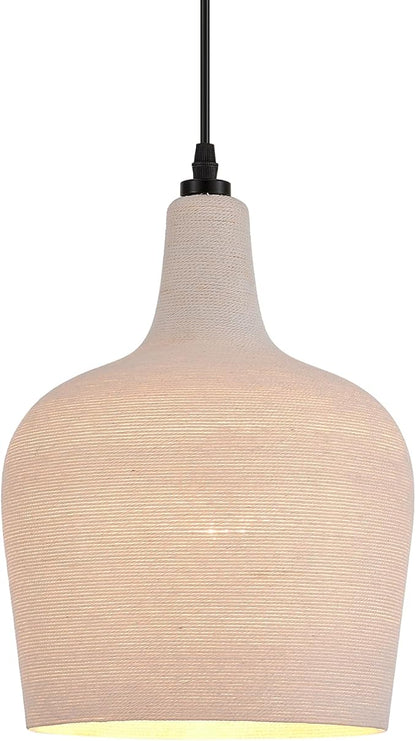 Large Hammered Glass Rattan Pendant Light Boho 1 Light Single Dome Pendant Lighting Fixtures for Kitchen Island Dining Room Hallway, Dia 9 Inch, UL Listed