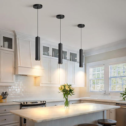 OKELI Black LED Mini Pendant Light, Dimmable Hanging Pendant with Adjustable Beam Angle, 3CCT 2700K–6000K Modern Pendant Light for Kitchen Island, Bar Counter or Bedroom, 12W 11.8", 1 Pack