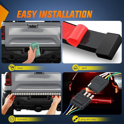 Nilight Truck Tailgate Light Strip 48Inch Arrow 432 LED with Red Running Brake Lights Amber Turn Signals Strobe Lights