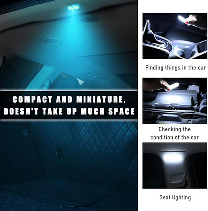 KVAEY 4 PCS Car LED Lights Interior Wireless, 7 Colors Magnetic Auto Ambient Light with 6 Bright LED Lamp Beads, Portable USB Rechargeable Vehicle Interior Led Night Light (Colorful, Sticky, 2pcs)