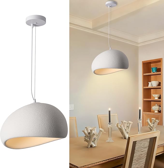 60CM White Modern Pendant Lights,Adjustable Hanging Light Fixtures,Japanese Hanging Lamp,Japandi Chandelier Light,Island Lights for Kitchen(White, 60cm/23.6in)