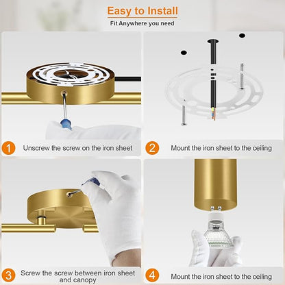 Track Lighting Plug in, LED Track Lighting Fixtures Ceiling Kit, Gold 4-Light Ceiling Light Plug-in, Wall Light with 14.8ft Power Cord, Rotatable Kitchen Spotlight for Bedroom(GU10 Socket, NO Bulb)